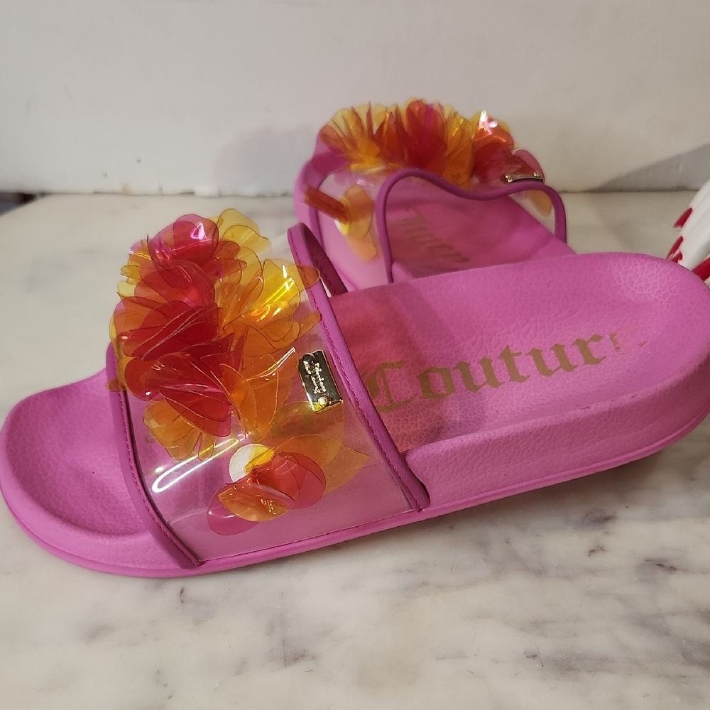 Juicy Couture Pink Flower Slides Sz 7
